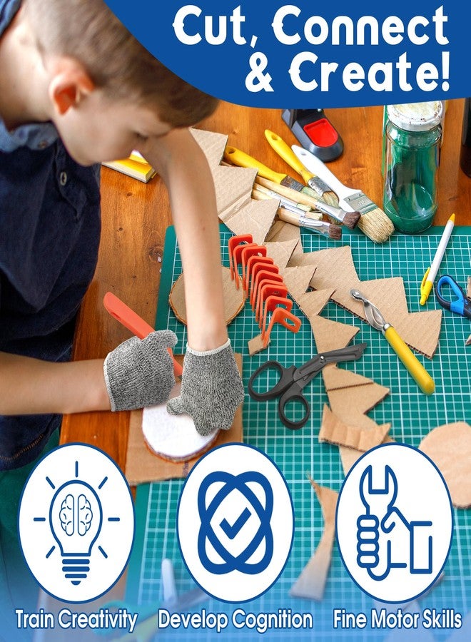 FEMBW Cardboard Construction Kit - 150 PCS DIY STEM Craft Set with Kid-Safe Cardboard Cutter,Safe Serrated Cutter & Tools for Creative Projects, School, Home, Team Activities, Ages 5+ - Image 3